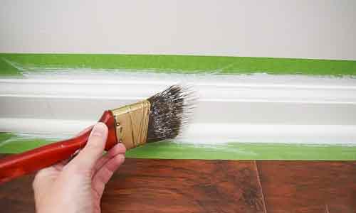 Freshly painted baseboards and trim